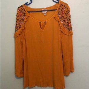 Mustard embroidered top